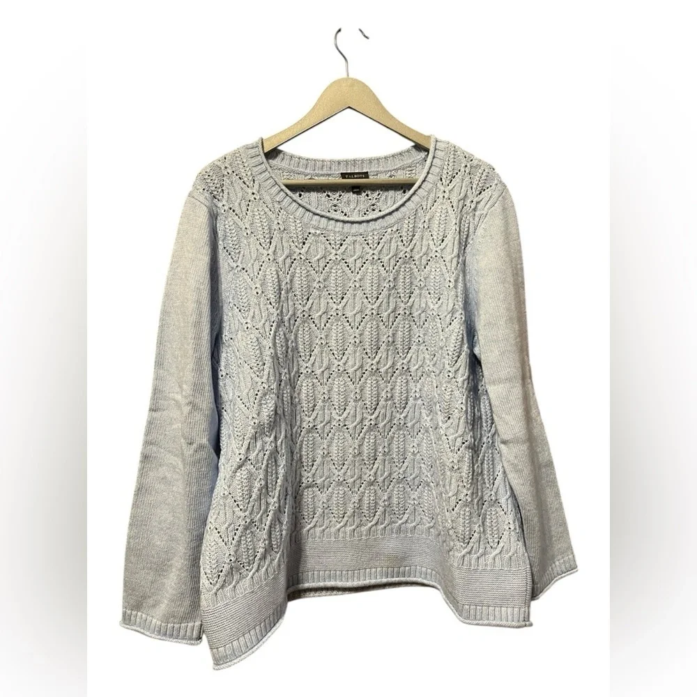 Talbots Light Blue Textured Crewneck Sweater – Size XL